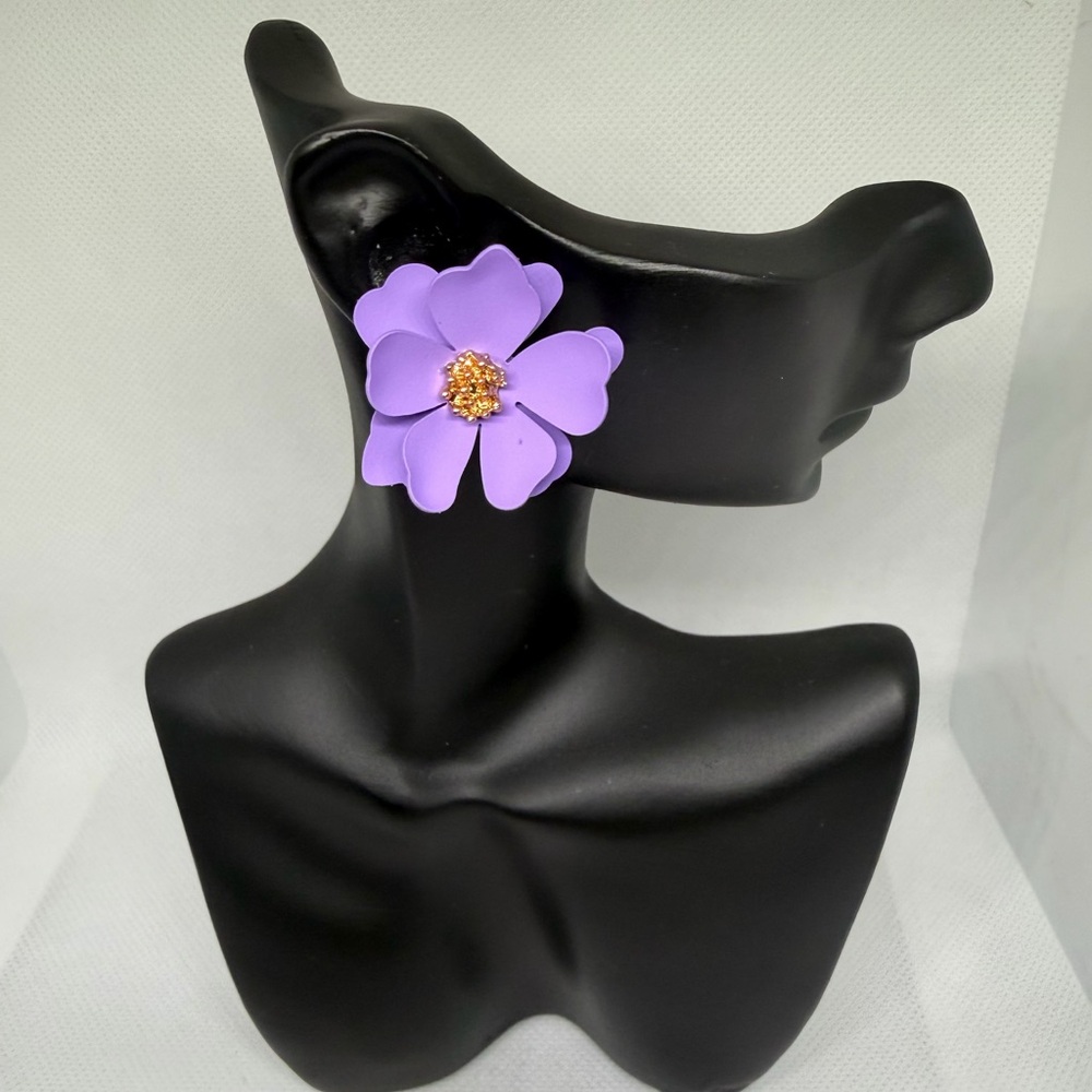 Purple Flower Earrings